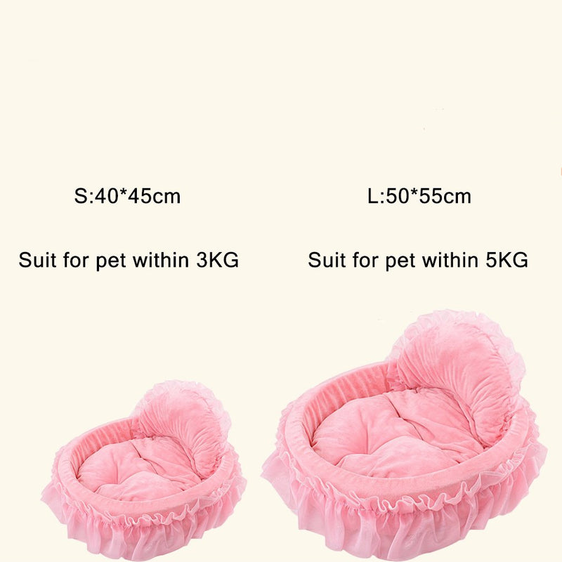 WYSBAOSHU Pet Dog Beds Lace Princess Cute Cat Cushion Bed S pink - BeesActive Australia