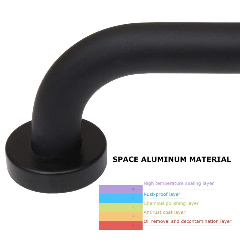 SENENQU 2 Pack Shower Grab Bar, 12 inch / 30cm Space Aluminum Bathroom Grab Rail Safety Handrail Support - Black 30cm / 12 inch - BeesActive Australia