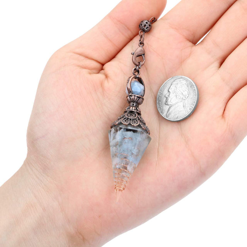JOVIVI Aquamarine Dowsing Pendulum Crystal Healing Blue Hexagonal Gemstone Crystals Point Pendulum for Divination Scrying Dowser - BeesActive Australia