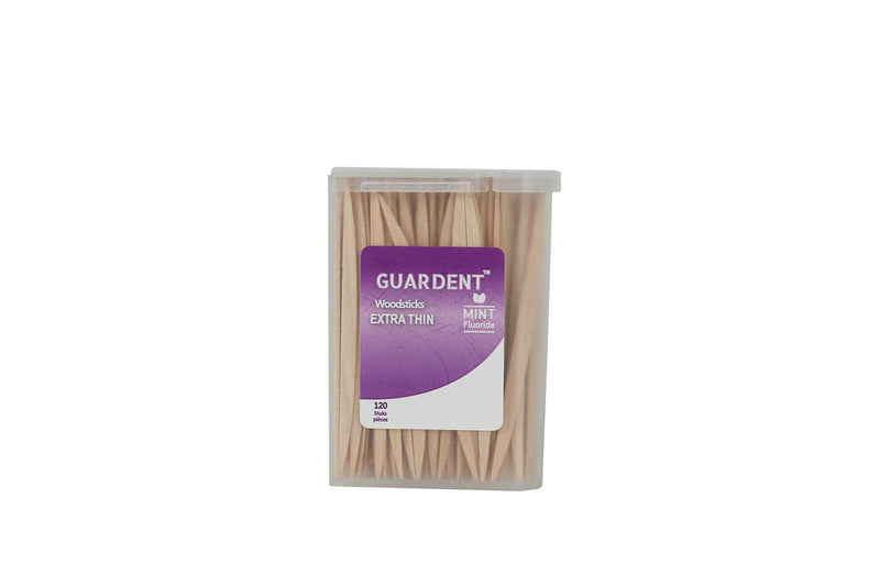 Guardent Dental Extra-Thin Toothpicks and Biodegradable Woodsticks Plaque Remover Fresh Effect - Mint & Fluoride Flavor - 2 Packs of 120 Picks (240 Picks) 2 Packs of 120 Picks (240 Picks) - BeesActive Australia