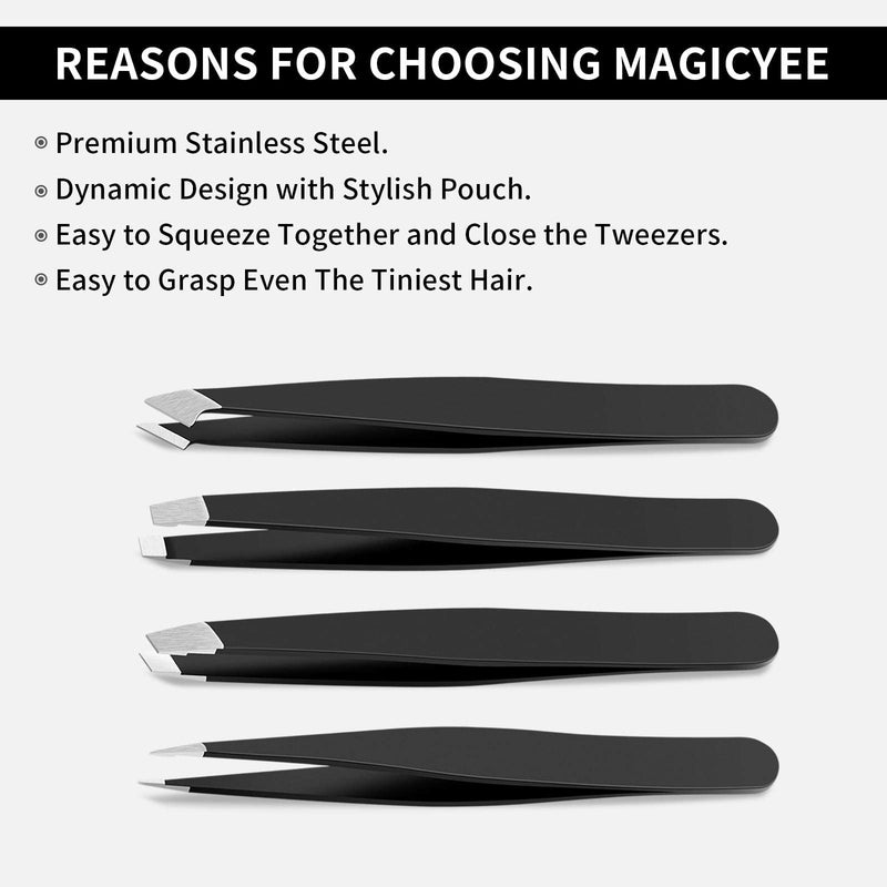 Eyebrow Tweezers Sets, 4 Pcs Professional Stainless Steel Precision Tweezer Set Plucking Tools for Ingrown Hair Removing and Facial Hair - BeesActive Australia