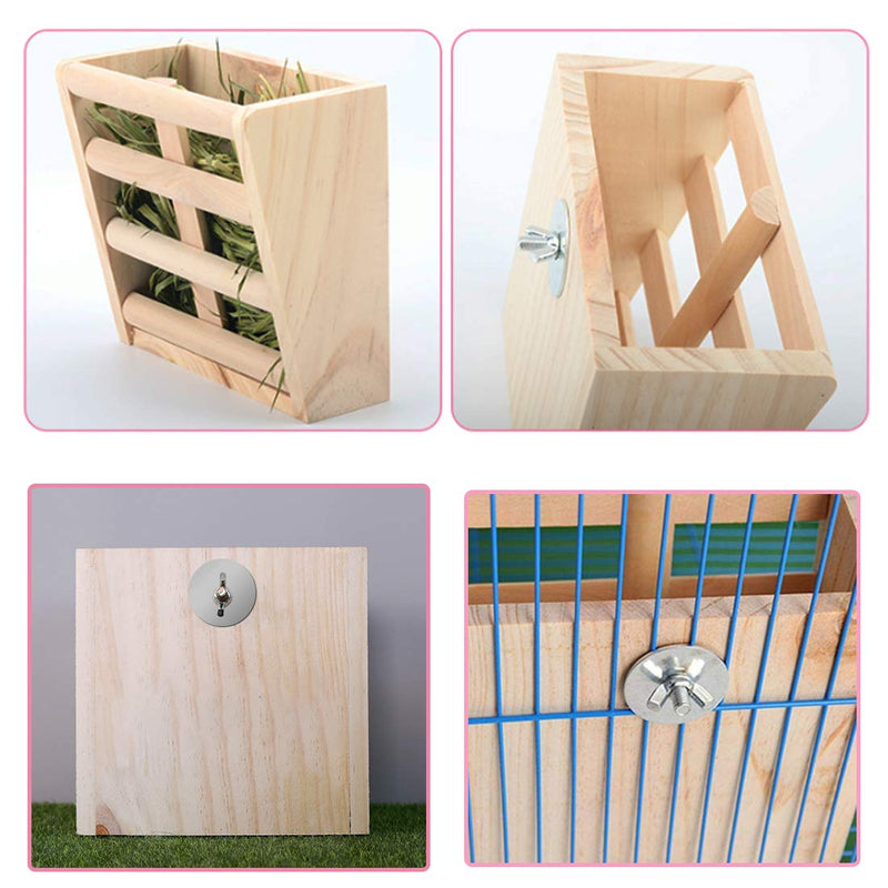 Hamiledyi Rabbit Wooden Hay Rack Bunny Hay Feeder Manger Grass Holder Guinea Pigs Food Dispenser for Rabbits Small Pets Chinchilla Hamster Less Wasted - BeesActive Australia