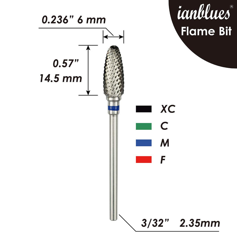 ianblues Nail Drill, Flame Bit, Professional Drill Bit to Quick Remove Nail Gels, Acrylic Gels, Dip Powder (Middle -M, Silver) Middle -M - BeesActive Australia