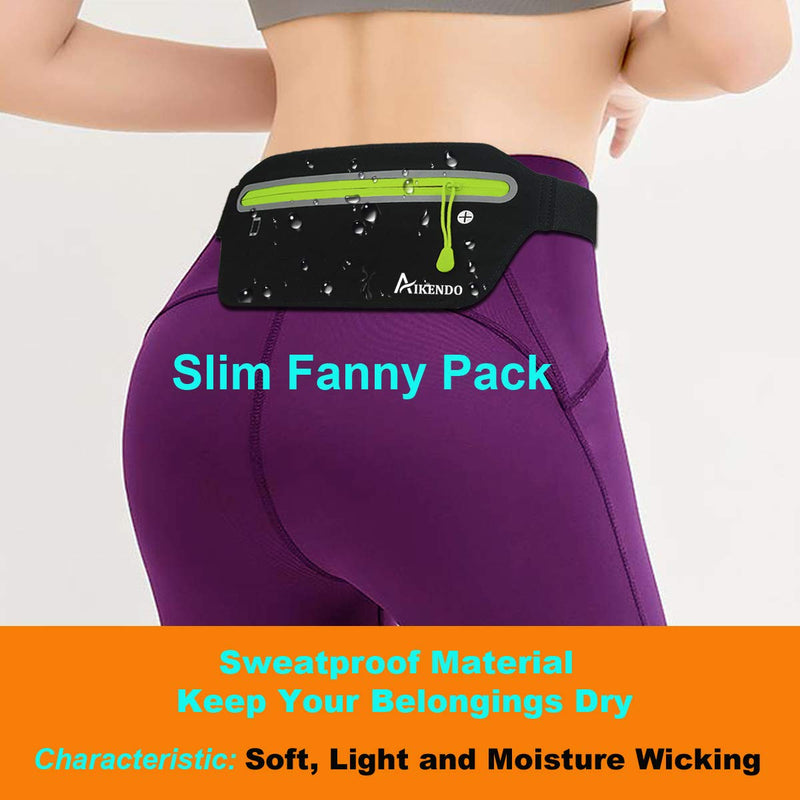[AUSTRALIA] - AIKENDO Slim Running Belt Fanny Pack,Fitness Workout Exercise Waist Bag Pack for iPhone X XR 7 8 Plus,Ultra Light Runners Belt Travel Money Belt for Men Women Black 