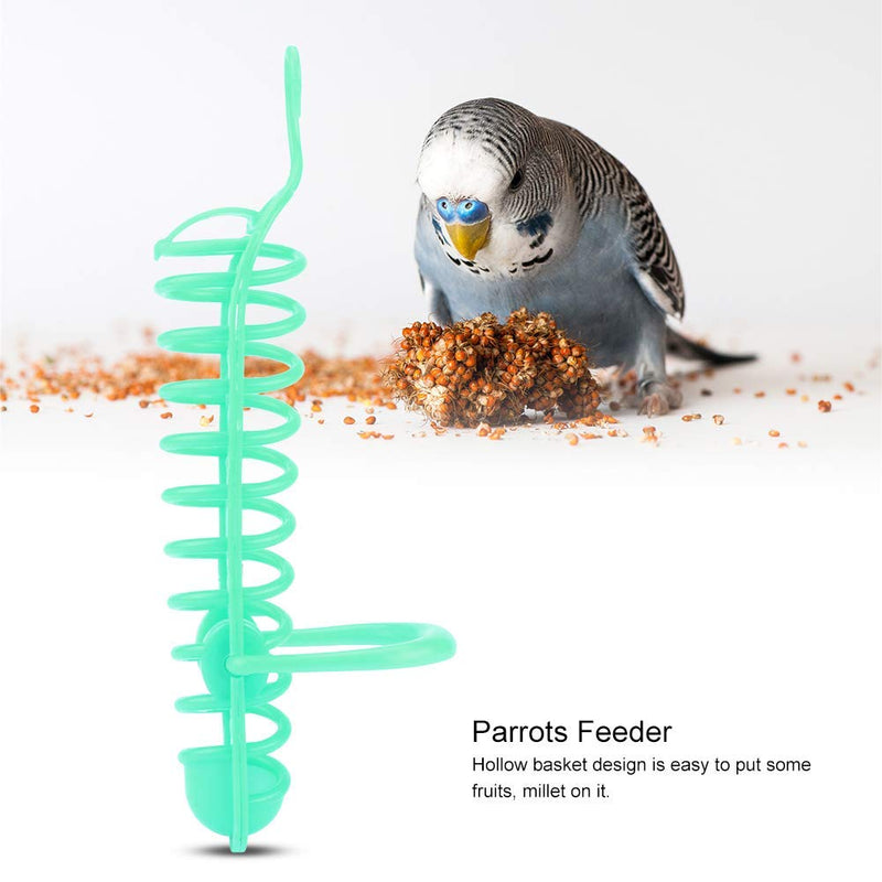 Parrots Feeder Basket Plastic Food Fruit Feeding Perch Stand Holder for Pet Bird Supplies Fruit Vegetable Millet Container Green - BeesActive Australia