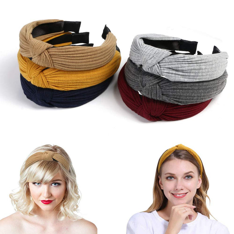 URAQT Headbands for Women, 6 Packs Fabric Hair Band, Wide Plain Headbands Elastic Head Wrap Cute Knot Hair Accessories for Women and Girls - BeesActive Australia