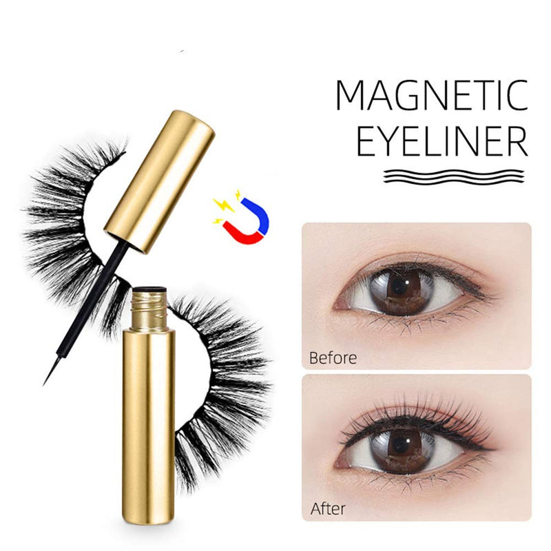 Newfacefure Magnetic Eyelashes with Eyeliner, 5 Magnet Lashes Eye liner Kit with Glitter Box Package Rose gold and Glitter Pink (glitter Rosegold) glitter rosegold - BeesActive Australia