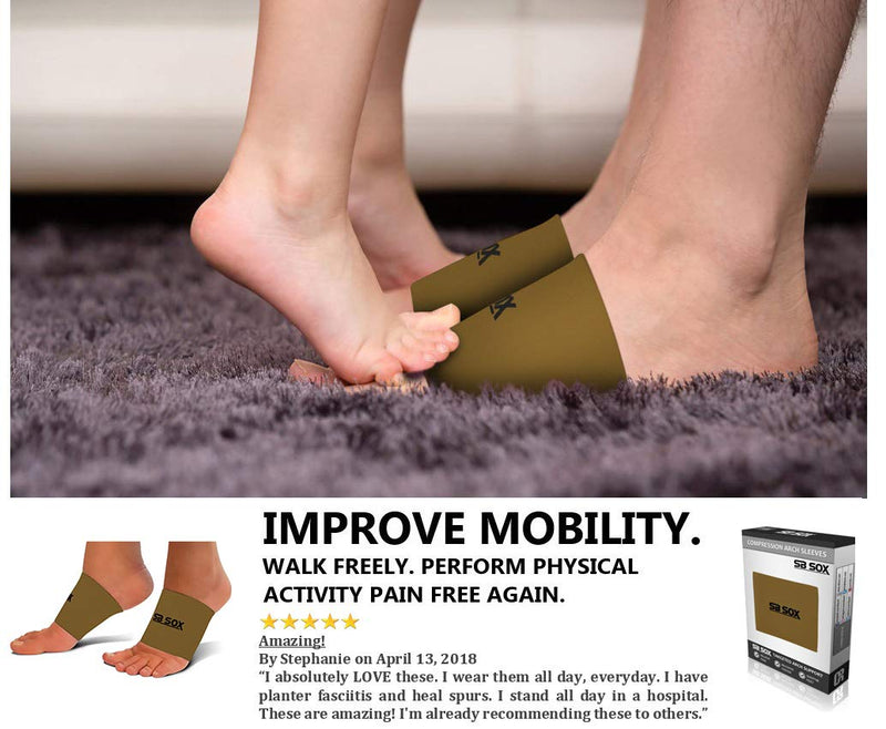 [AUSTRALIA] - SB SOX Compression Arch Sleeves for Men & Women - Perfect Option to Our Plantar Fasciitis Socks - For Plantar Fasciitis Pain Relief and Treatment for Everyday Use with Arch Support Nude Medium 