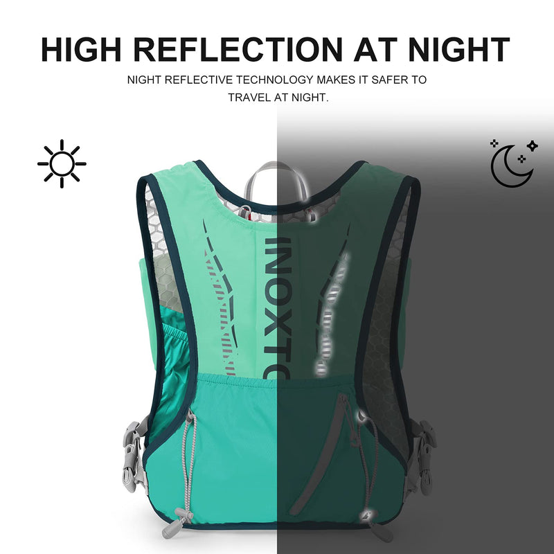 INOXTO Hydration Vest Backpack,Lightweight Water Running Vest Pack with 1.5L Water Bladder Bag Daypack for Hiking Trail Running Cycling Race Marathon for Women Men Kids Green - BeesActive Australia