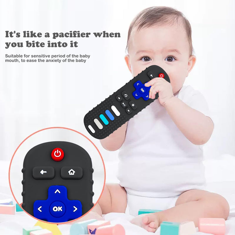 3 Pack Remote Control Shape Silicone Teethers for Babies Chew Toys, Teething Toys for Infant Toddlers,Baby Remote Control Toy (Black&Blue&Pink) Black&Blue&Pink - BeesActive Australia