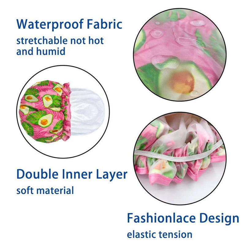 Shower Caps, 2PACK Large Size Double Layered Bath Cap Hat for Women, Waterproof & Adjustable 2 Count (Pack of 1) Blue - BeesActive Australia