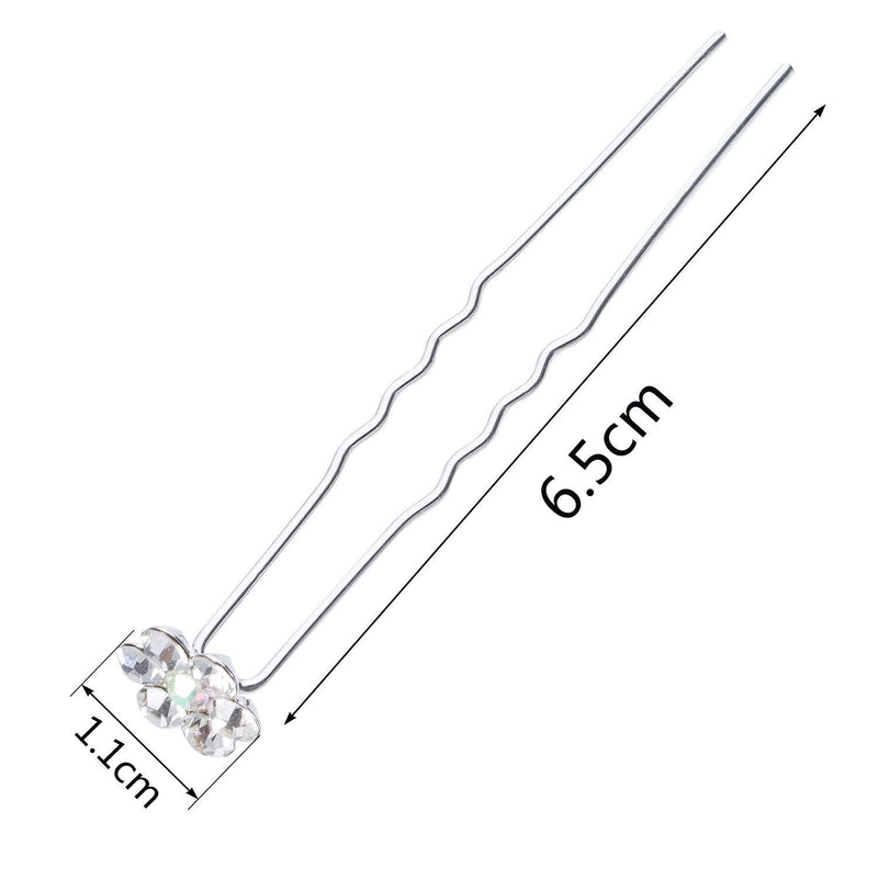 Pack of 40 A Storage Bag for Bridal Flower Crystal Rhinestone Hair Pins Wedding Hair Accessories White - BeesActive Australia