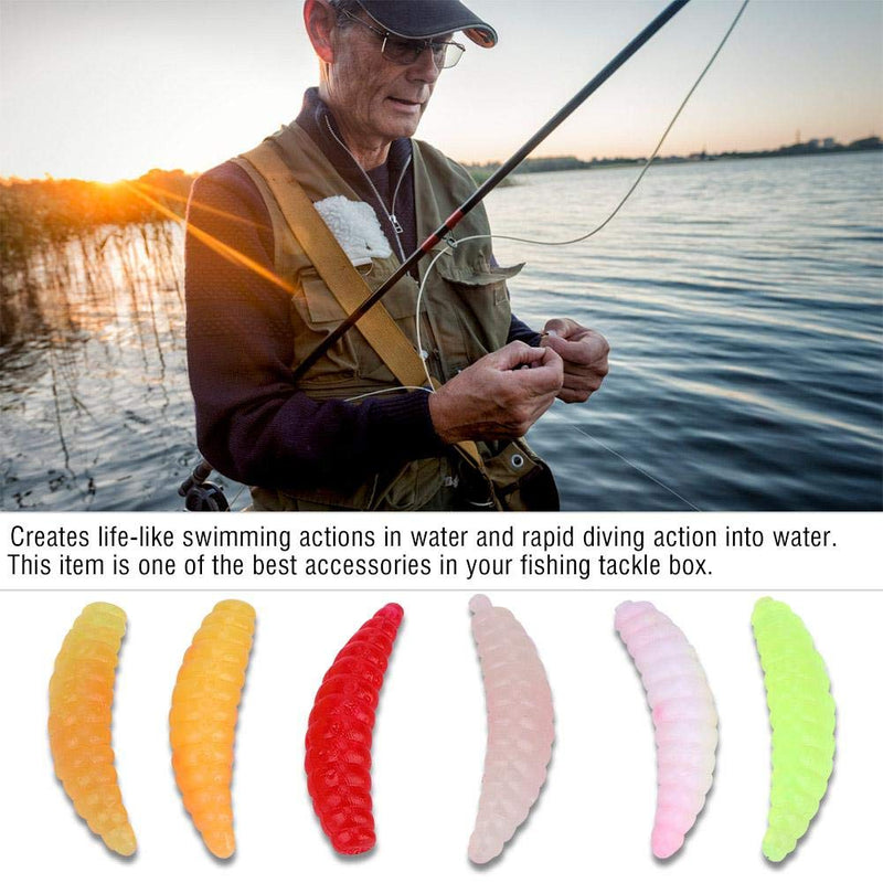 Alomejor Fishing Lure Bait Mini Size Worm Larva Grub Shape Fishing Lures Artificial Baits Maggots Worms Fish Tackle Toy 100pcs/set - BeesActive Australia