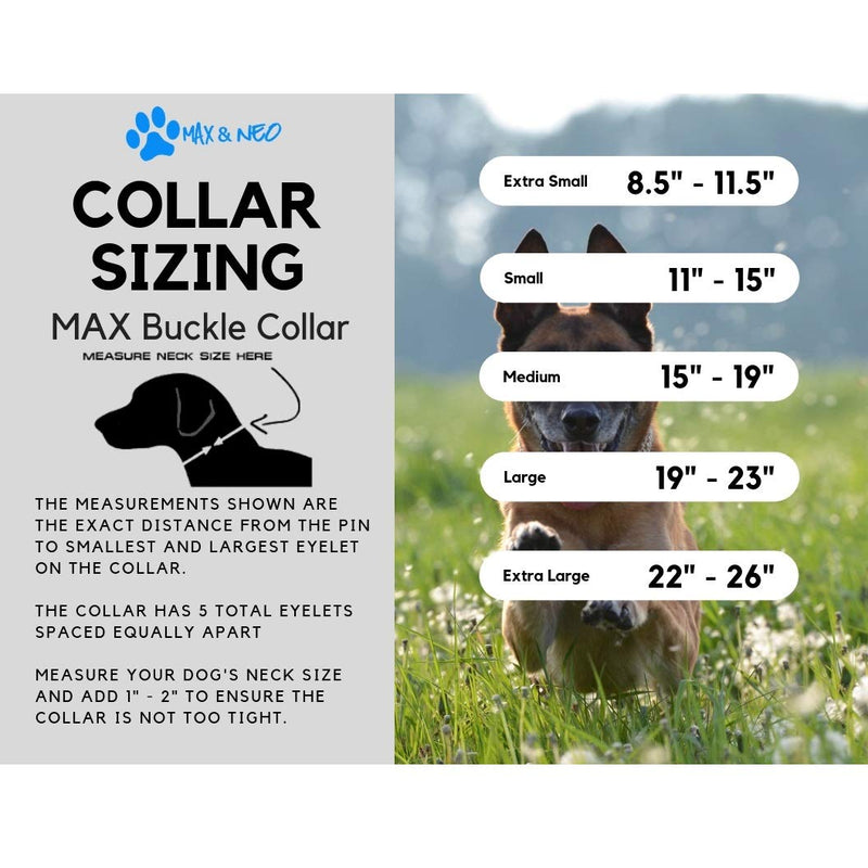 Max and Neo MAX Reflective Metal Buckle Dog Collar - We Donate a Collar to a Dog Rescue for Every Collar Sold Small TEAL - BeesActive Australia