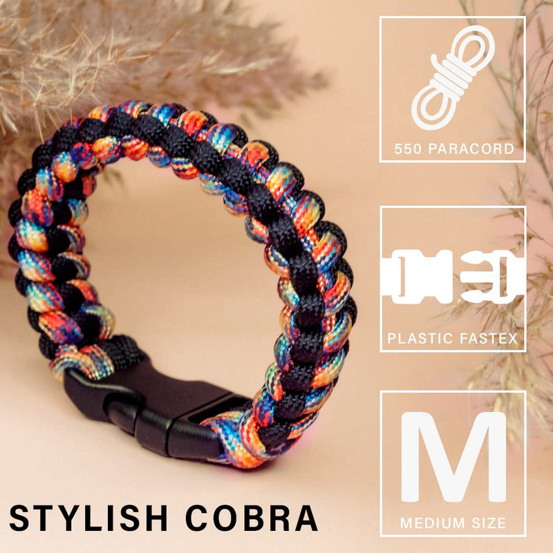 TECEUM Paracord Bracelet – Stylish Cobra – Unisex 550 Parachute Rope Wristband – Medium Size – Stylish Accessories – for Casual Survival & Outdoors Wear 01 01 Stylish Cobra - BeesActive Australia