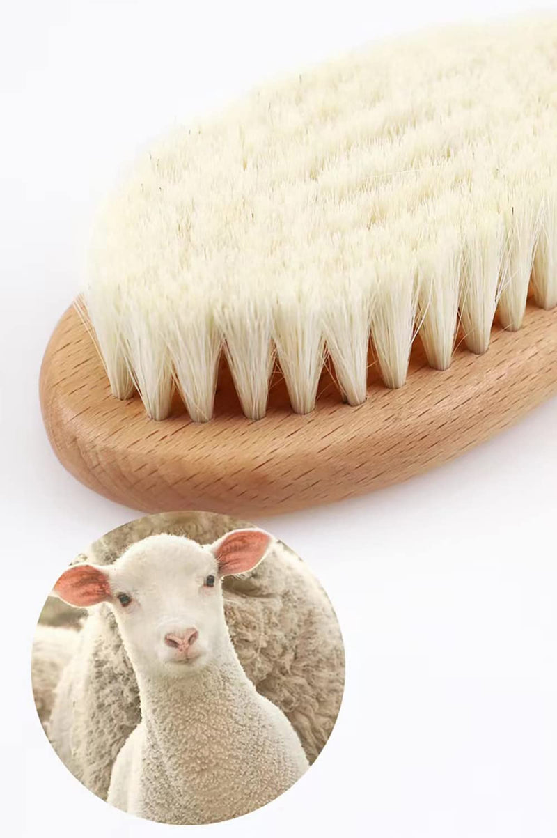 HUAYINGMEI Baby Hair Brush with Wooden Handle and Super Soft Goat Bristles for Newborns & Toddlers,Brown - BeesActive Australia
