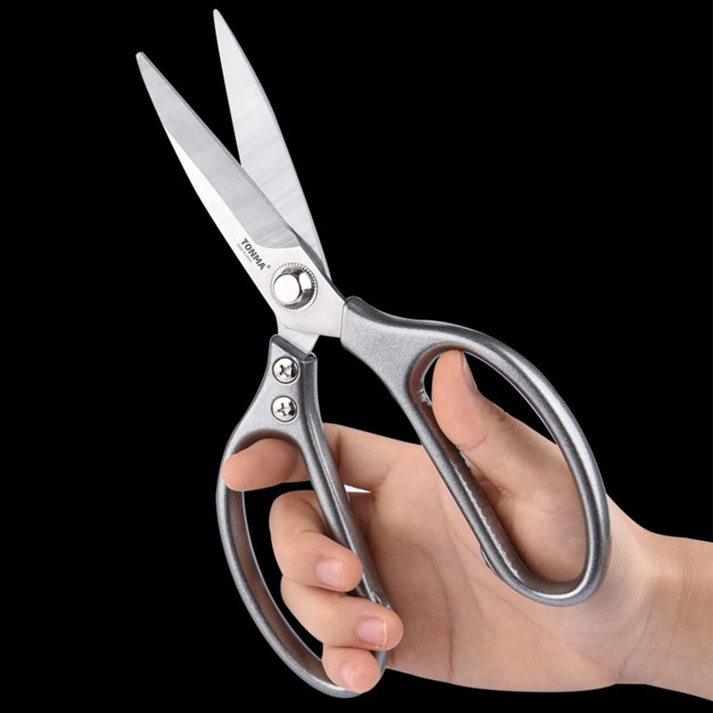 TONMA Kitchen Scissors All-Purpose [Made in Japan], Industrial Grade Poultry Shears Heavy Duty with Ergonomic Handles, Ideal for Meat, Chicken, Fish, Seafood, Herbs, Vegetable, Fabric, Leather Silver - BeesActive Australia