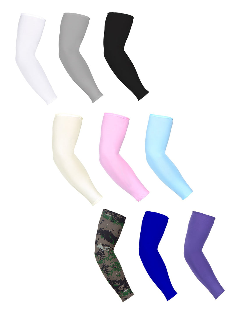 Mudder 9 Pairs Unisex UV Protection Sleeves Arm Cooling Sleeves Ice Silk Arm Sleeves Arm Cover Sleeves (White, Black, Gray, Sky Blue, Pink, Purple, Royal Blue, Camouflage, Yellow) - BeesActive Australia