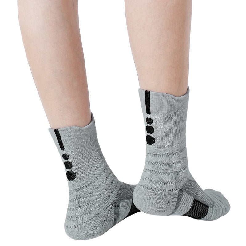 [AUSTRALIA] - Belisy Mens Athletic Compression Crew Ankle Quarter Socks 6 Packs For Basketball & Running Black/ White/ Grey Medium 