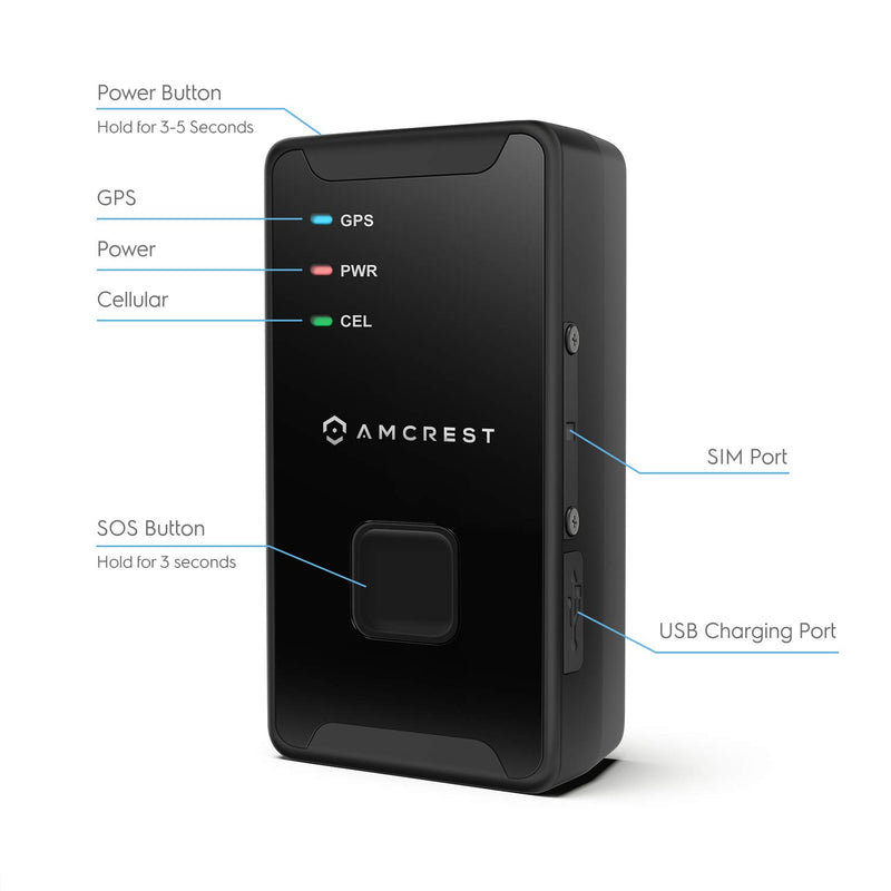 [AUSTRALIA] - Amcrest 4G LTE GPS Tracker - Portable Mini Hidden Real-Time GPS Tracking Device for Vehicles, Cars, Kids, Persons, Assets w/Geo-Fencing, Text/Email/Push Alerts, 14 Day Battery (AM-GL300W-4G) 