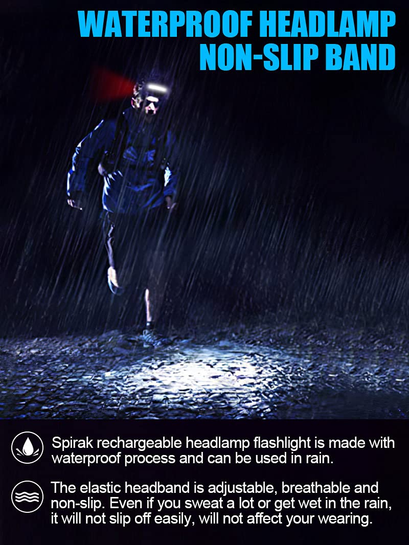 LED Headlamp Flashlight, 1000lumens 230° Broadbeam Headlight, USB Rechargeable Head Lamp with Red Taillight, Lightweight Waterproof Headlamps for Camping Running Hiking, Hard Hat Headlamp 2pcs Widebeam Headlamp - BeesActive Australia