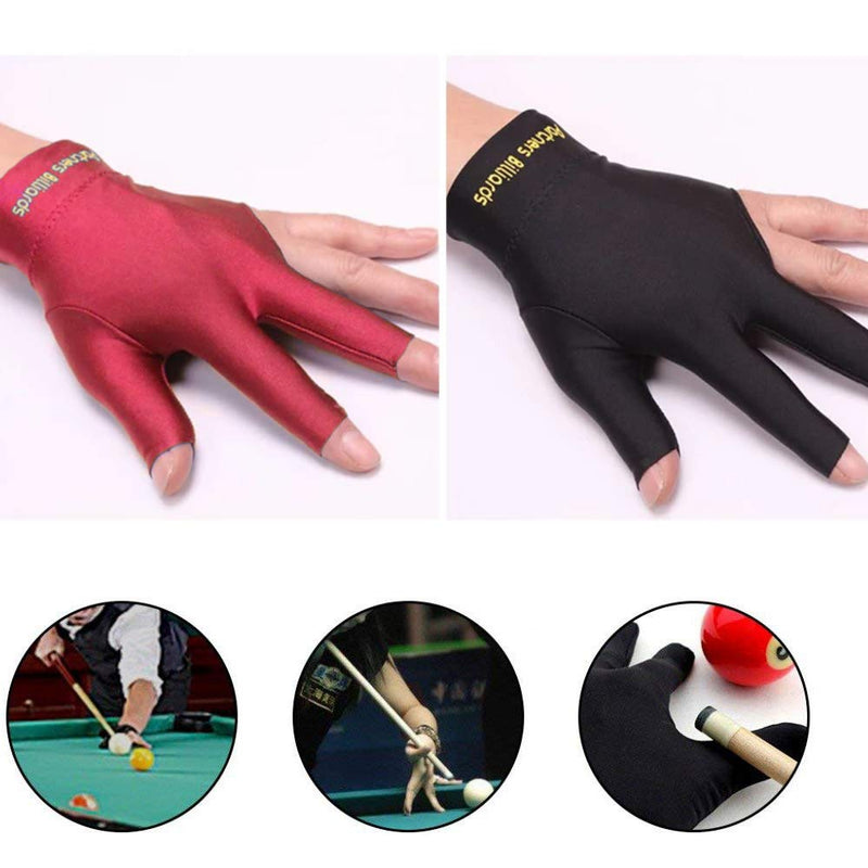 Comidox 3Pcs Man Woman Elastic Lycra Left Hand 3 Fingers Billiard Cue Glove for Shooters Carom Pool Snooker Cue Sport Red&Blue&Black - BeesActive Australia