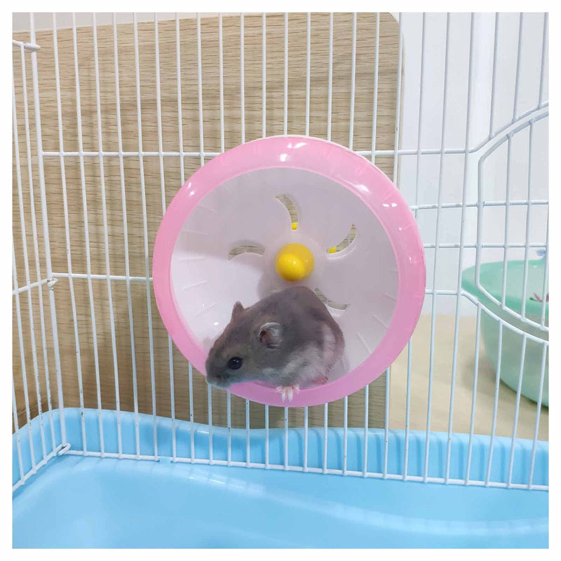 WishLotus Hamster Running Wheel, Silent Jogging Exercise Toy Hamster Cage Accessory for Drawf Hamster Golden Silk Shih Tzu Bear pink - BeesActive Australia