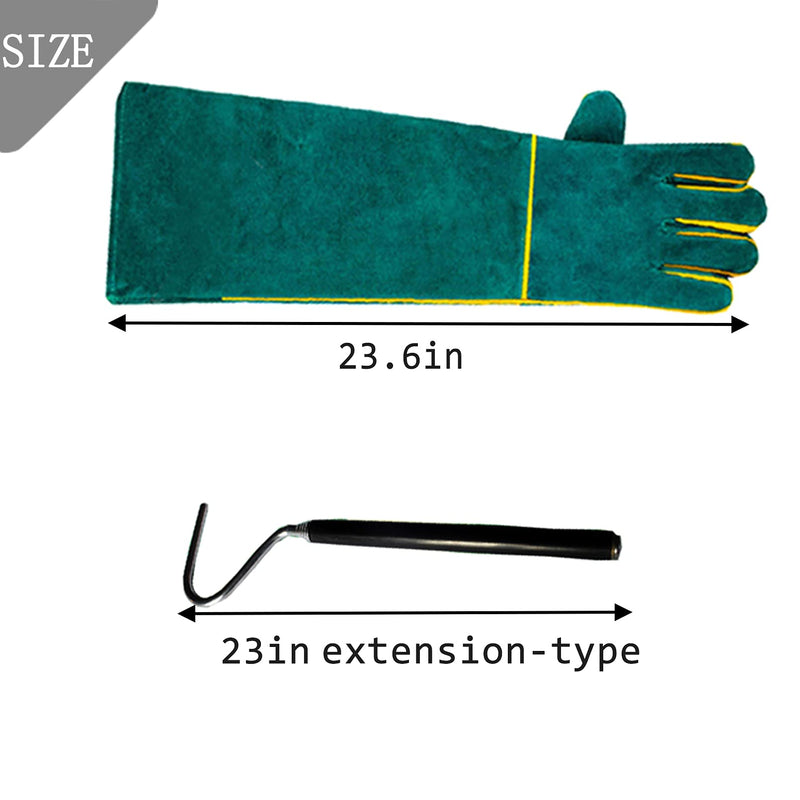 Animal Handling Gloves Bite With Hook Proof Reinforced Leather Padding Dog Cat Scratch Bird Falcon Protection Grabbing For Reptile Squirrel Snake Bite Lizard Boa Bbq 23inch - BeesActive Australia