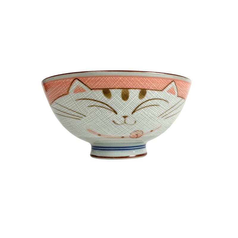 JapanBargain, Japanese Porcelain Bowl Rice Bowl Soup Bowl Made in Japan, Maneki Neko Smiling Cat Pattern (2, Pink) 2 Bowl 4.5-inch - BeesActive Australia
