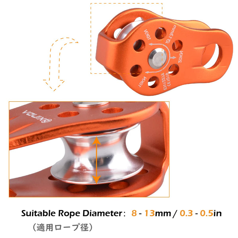 TRIWONDER 20kN Climbing Pulley Rescue Pulley Single Sheave Aluminum Fixed Eye Rock Rope Pulley Orange - BeesActive Australia