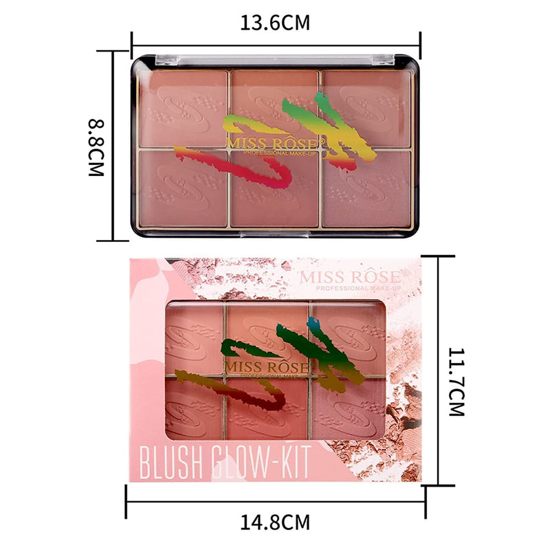 Mysense 6 Colors Face Blush Palette,Light Shimmer Matte Contour Blush Makeup Palette,Bright Powder Mineral Blusher-01 Face Blush 01 - BeesActive Australia