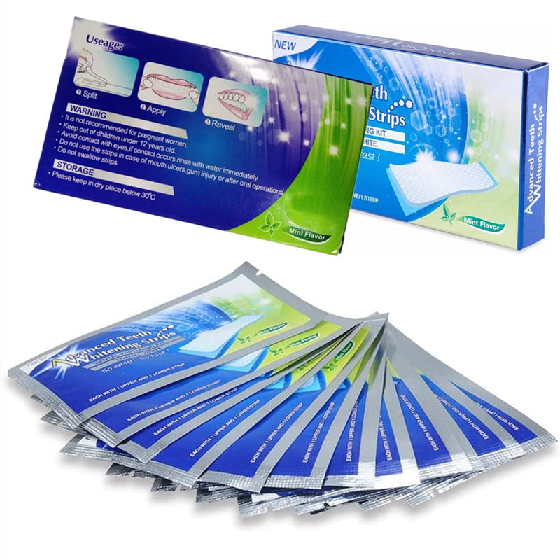 28Pcs Teeth Whitening Strips Advanced Teeth Whitening Strips Teeth Bleaching Strips Teeth Whitening Strips Kit for White Teeth and Fresh Breath, Blue - BeesActive Australia