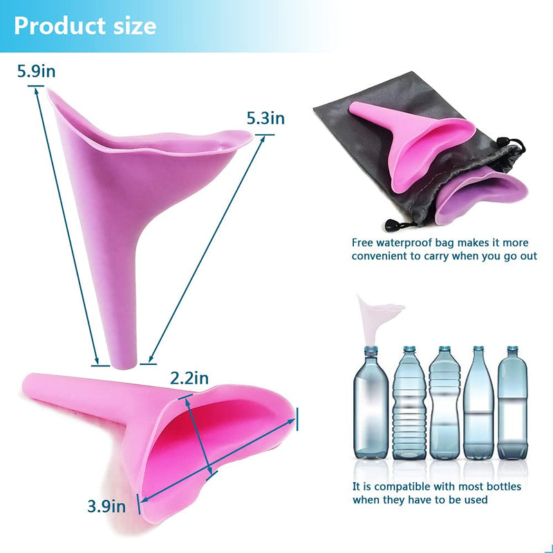 4 PCS Female Urination Device Urinal for Women Female Urinal Pee Funnel Womens Urinal for Girls Pee Standing with Carry Bag (2 Purple + 2 Pink) - BeesActive Australia