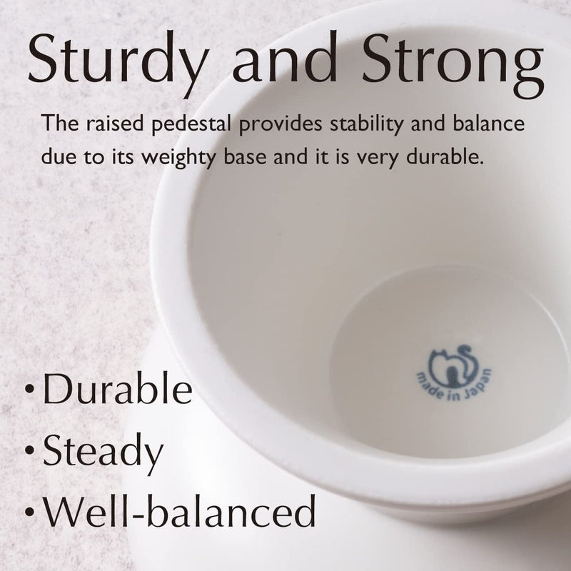 nyagomi Raised Cat Food Bowl Elevated Cat Bowl MINO Ceramics Made in Japan for Cats and Small Dogs Regular White - BeesActive Australia