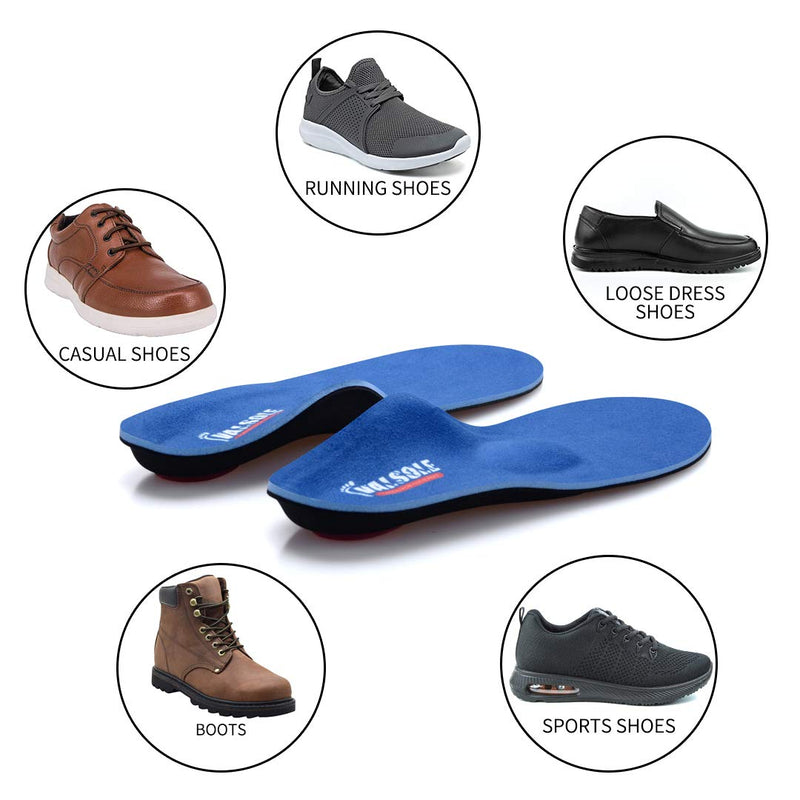 Valsole Orthotic Insole High Arch Foot Support Soft Medical Functional Insoles, Insert for Severe Flat Feet,Plantar Fasciitis,Feet Pain, Foot Valgus for Man and Woman (6.5-7 UK-260mm, Blue) 6.5-7 UK-260mm - BeesActive Australia
