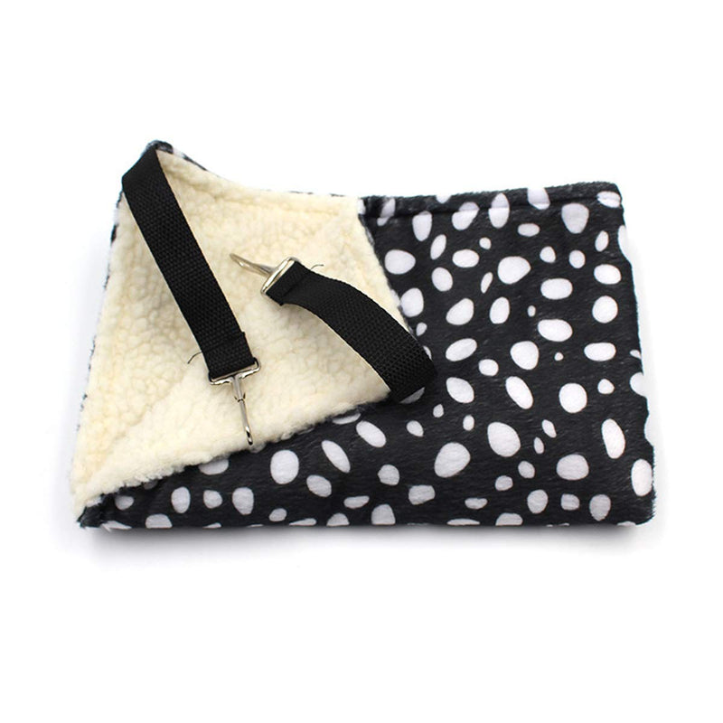 Wontee 2 Pack Small Animal Hammock Soft Fleece Sleeping Bed for Mice Rat Chinchilla Guinea Pig Ferret Kitten Cat Rabbit L: 20.83x13.76inch Black White Dot - BeesActive Australia