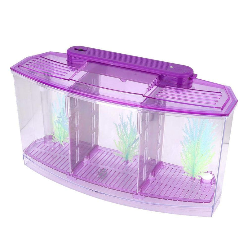 Sutinna Fish Tank, Adjustable Light Isolation Acrylic Small Aquarium, with LED Light for Small Fishes for Betta with Water Change Valve Blue,White,Purple - BeesActive Australia