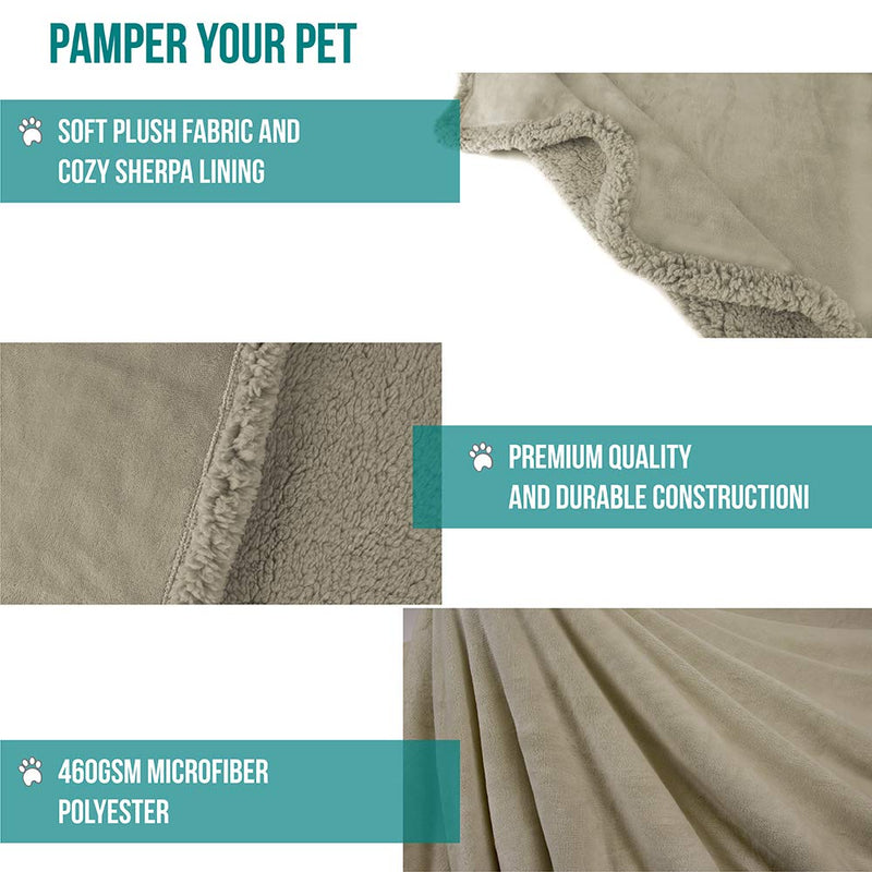 PetAmi Puppy Dog Blanket | Pet Blanket Small Dog Indoor Cat Kitten | Fleece Sherpa Throw Doggy Blanket Crate Couch Sofa Bed | Soft Plush Fuzzy Fluffy Lightweight Warm Cover, 29x40 29x40 Inch (Pack of 1) Taupe/Taupe Sherpa - BeesActive Australia