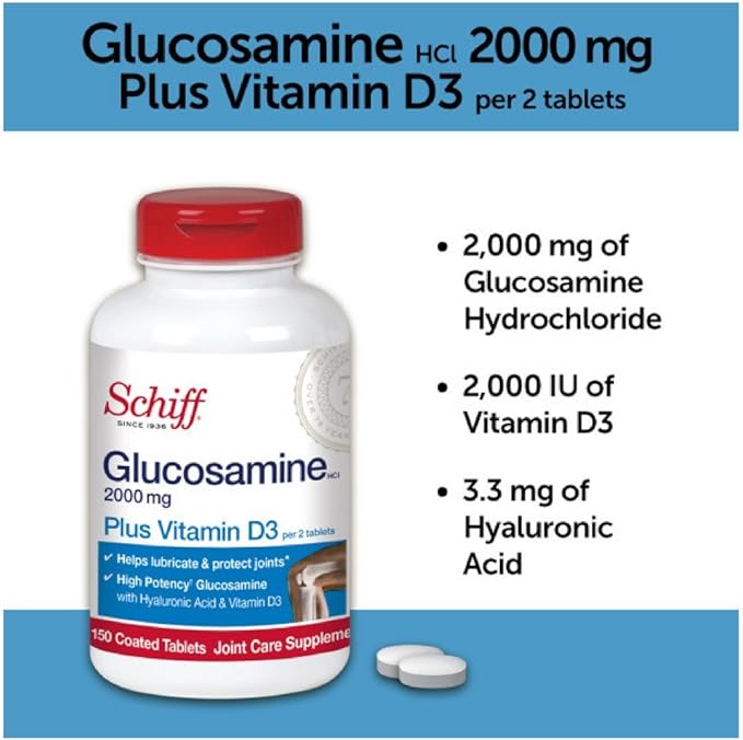 Schiff - Vitamin D3 mg and 2000 Glucosamine. 150 coating Tablet(s) - BeesActive Australia
