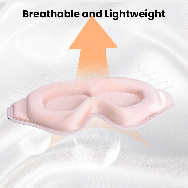 Sleep Eye Mask, 3D Contoured Sleep Mask Light Blocking Sleep Mask for Women and Men, Soft and Comfortable Night Eye Blinder, Suitable for Travel, Flight, Lunch Breaks, Sleeping, Meditation (Pink) Pink - BeesActive Australia