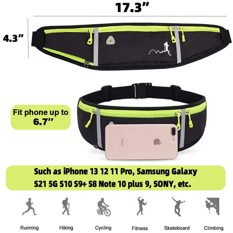 Peicees Fanny Pack for Men Women Bottle Holder Bag Waterproof Running Pouch Belt Waist Pack for Gym Travel, Adjustable Reflective Phone Holder for iPhone 13 12 11 Pro Max Samsung Galaxy S20 S10 Black - BeesActive Australia