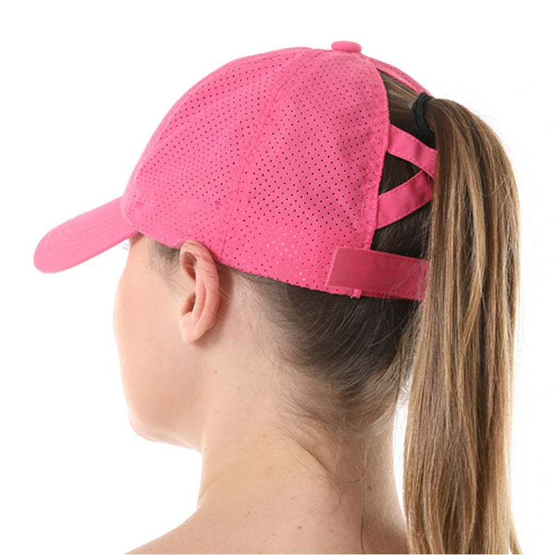 FASHIXD Ponytail Baseball Cap for Women Mesh Quick Dry Baseball Hat with Ponytail Hole Rose Red - BeesActive Australia