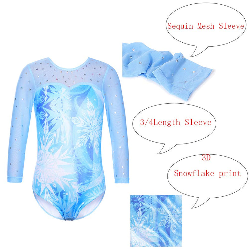 TFJH E Kids Little Girls' One Piece Sparkly Gymnastics Leotard Practice Outfits 3-4Years Bsnow Flake Blue - BeesActive Australia