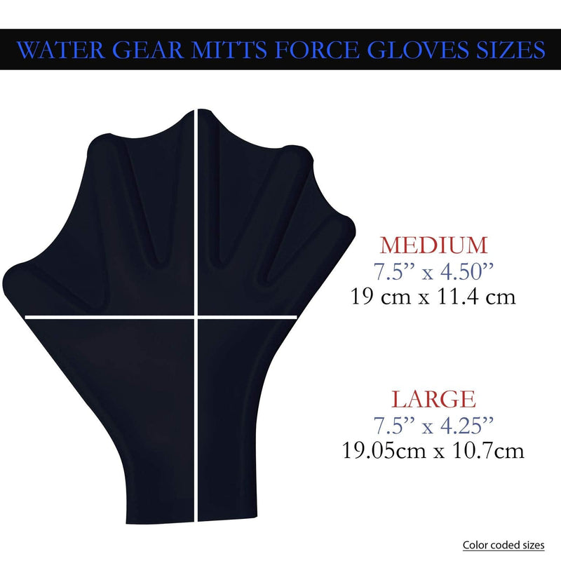 Water Gear Silicone Force Gloves - Aqua Fitness Gloves - Great for Workouts and Diving - Designed with Enhanced Grip Black Large - BeesActive Australia