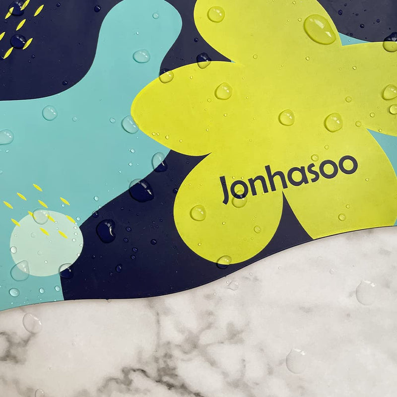 Jonhasoo Swim Cap Women, Silicone Swimming Cap for Long Hair with Flower Printed Navy - BeesActive Australia
