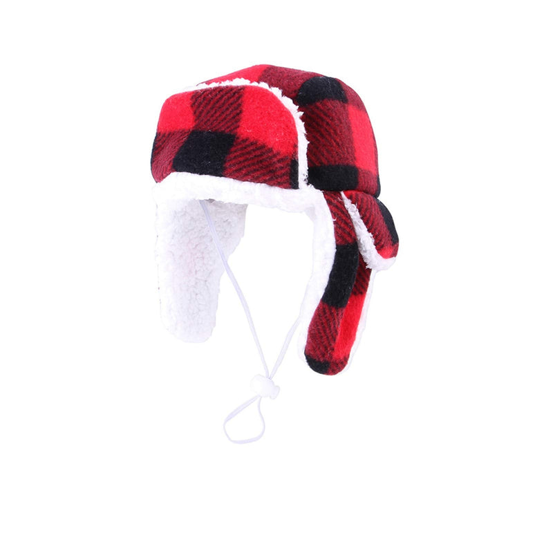 SEIS Christmas Dog Hat with Earmuffs Winter Adjustable Pet Red Plaid Pet Cap Xmas Dog Headwear for Small Medium Large Dogs Free Size - BeesActive Australia