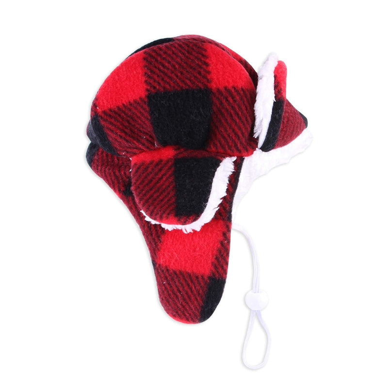 SEIS Christmas Dog Hat with Earmuffs Winter Adjustable Pet Red Plaid Pet Cap Xmas Dog Headwear for Small Medium Large Dogs Free Size - BeesActive Australia