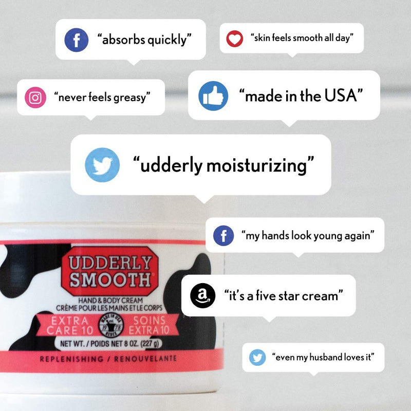 Udderly Smooth Extra Care 10 Hand/Body Deep Moisturizing Cream with 10% Urea, Unscented, 8 Ounce (Pack of 2) - BeesActive Australia