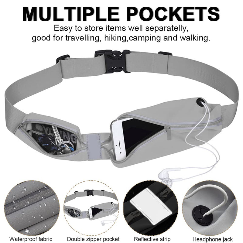 LBW Running Belt for Men Women, Running Waist Belt, Slim Phone Belt, Running Pouch for Walking Hiking Cycling Camping, Waterproof Running Waist Packs (Grey) Grey - BeesActive Australia