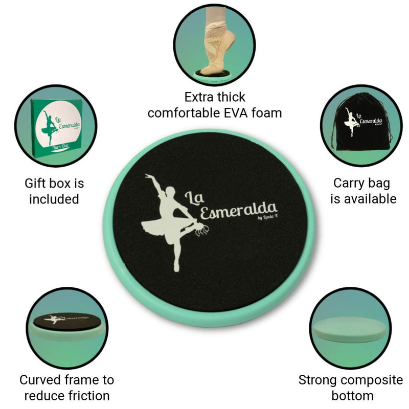 La Esmeralda Ballet Turning Board for Dancers, ice Skaters, Gymnasts etc Helps Improve Turns, Balance, Spotting, Stability and Much More. Made with Thick EVA Foam. Turquoise with gift box but without carry bag. - BeesActive Australia